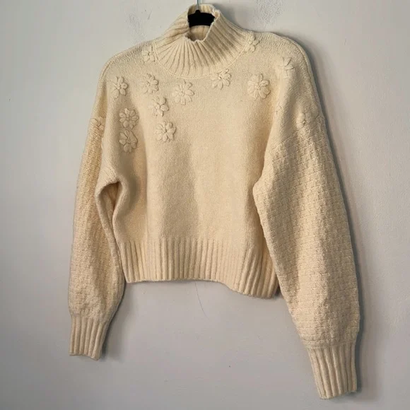 Sincerely Jules Mock Neck Daisy Chunky Knit Sweater - Picture 9 of 9